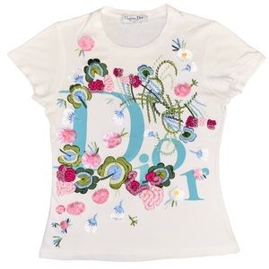 S Auth Vtg Christian Dior Spring Floral Embroider… - image 1